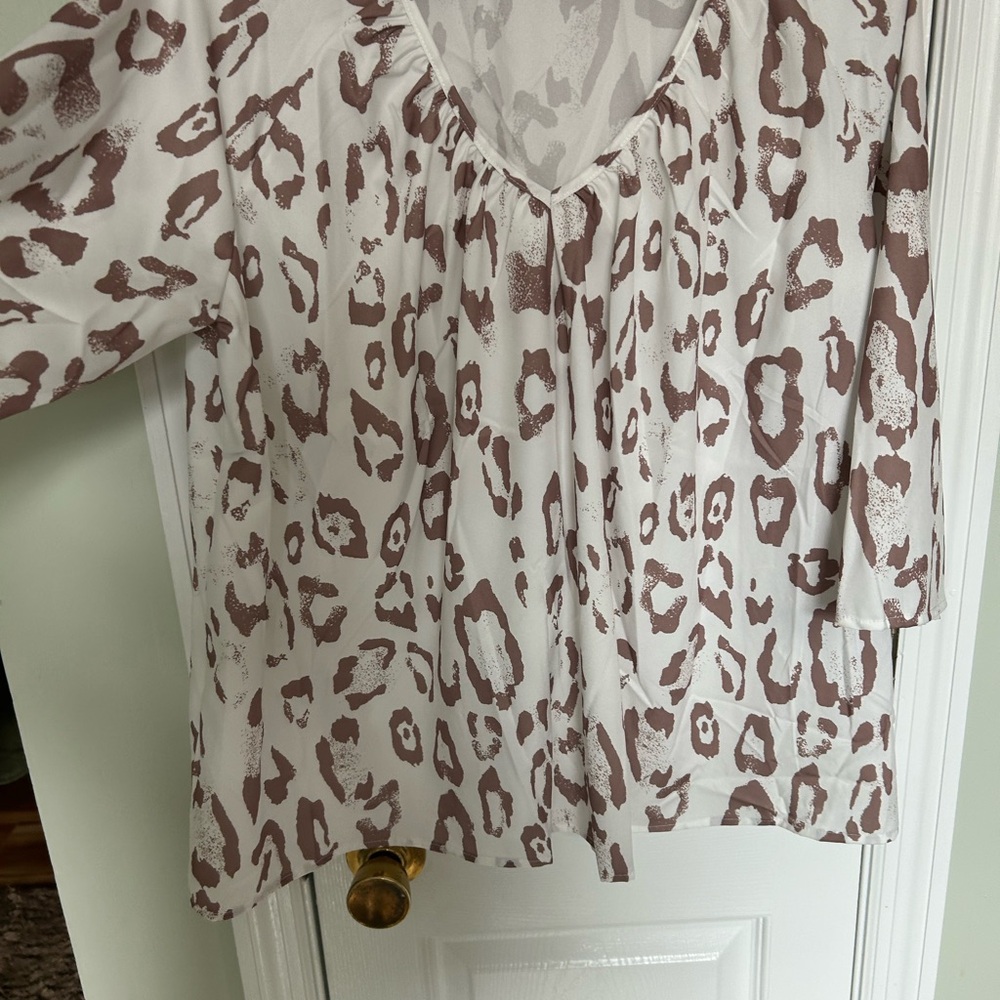 Leopard Print V-Neck Women's Top